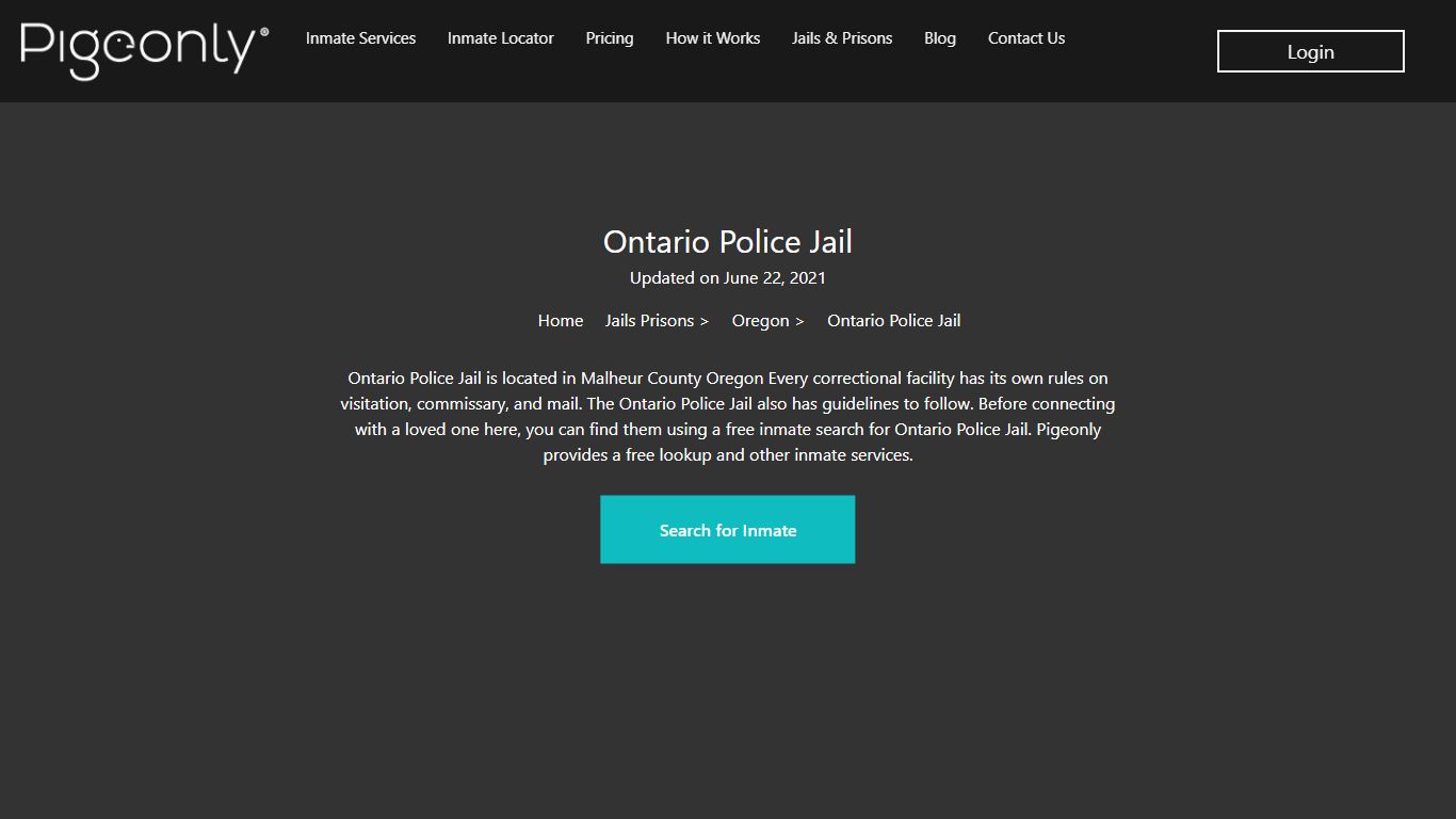 Ontario Police Jail Inmate Search | Oregon