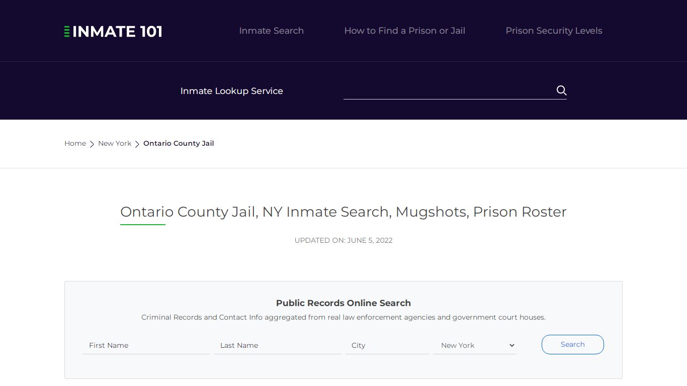 Ontario County Jail, NY Inmate Search, Mugshots, Prison ...